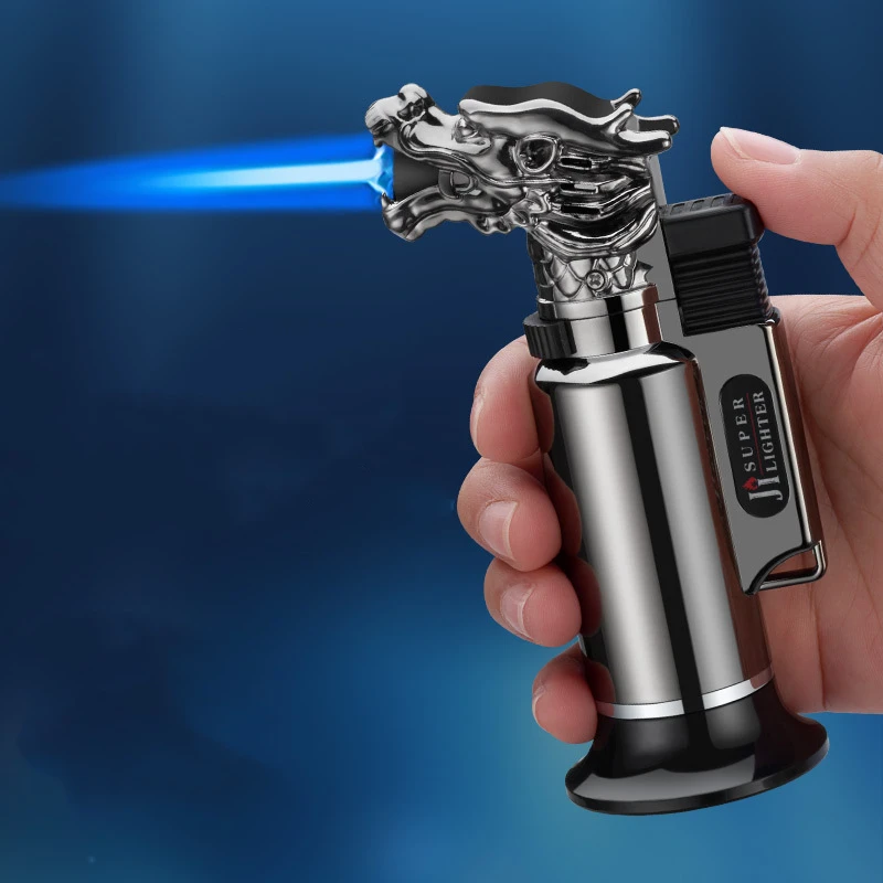 Custom Dragon Model Adjust Jet Flame Torch Lighter Windproof Butane Gas  Lighter for Cigar Cooking