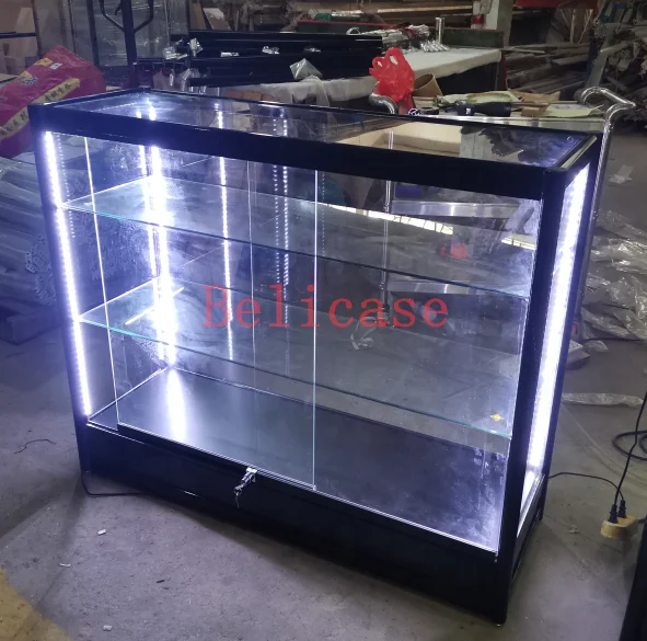 Factory Custom Aluminum Frame Display Case Lockable Glass Cabinet Cheap Display Showcase