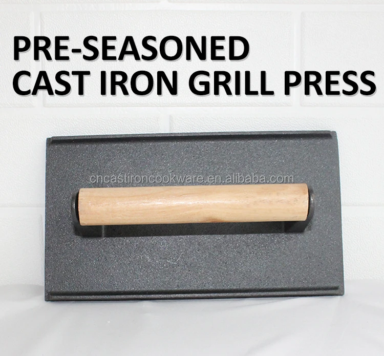 Cast Iron Burger Square Meat Press Flat Grill Press