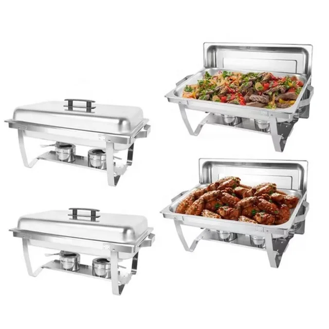 Wholesale price 9 Litre Buffet food warmer Retangular thickened Chafing dish Restaurant Party Chafing dishes for Catering