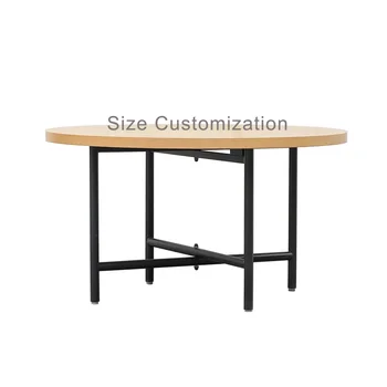 Foldable MDF metal frame canteen table restaurant furniture round square dining table