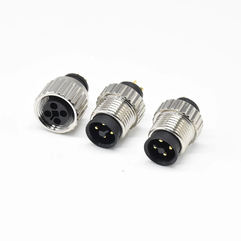 M12 Connector 4 Pin T Coded Solder Injection Molding Ip67 waterproof Male Female Connectors