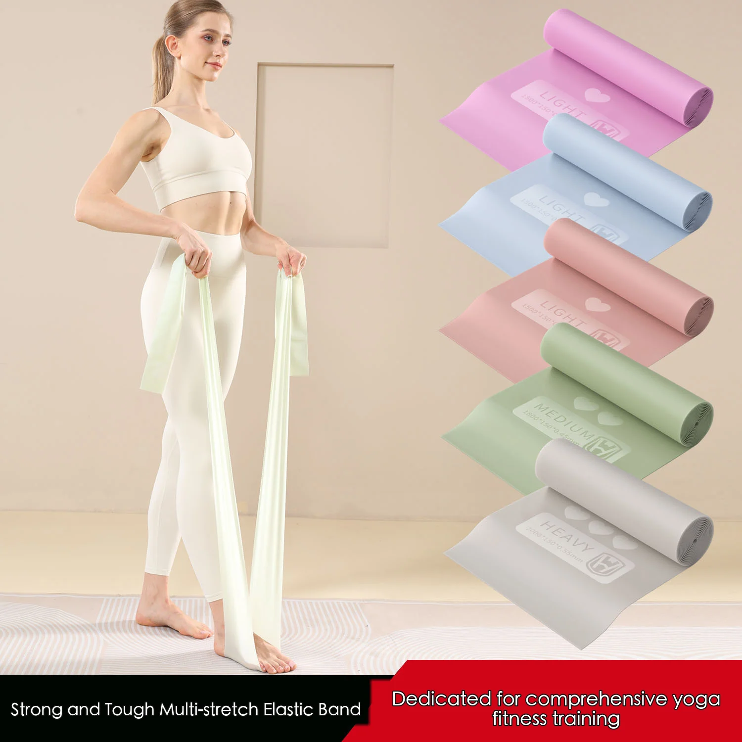 TPE Resistance Band and Yoga Strap Non-Slip Fitness