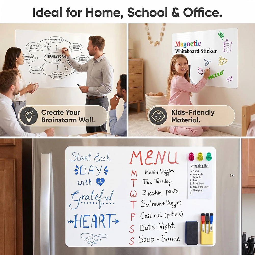 Dry erase magnetic wall sticker in office use