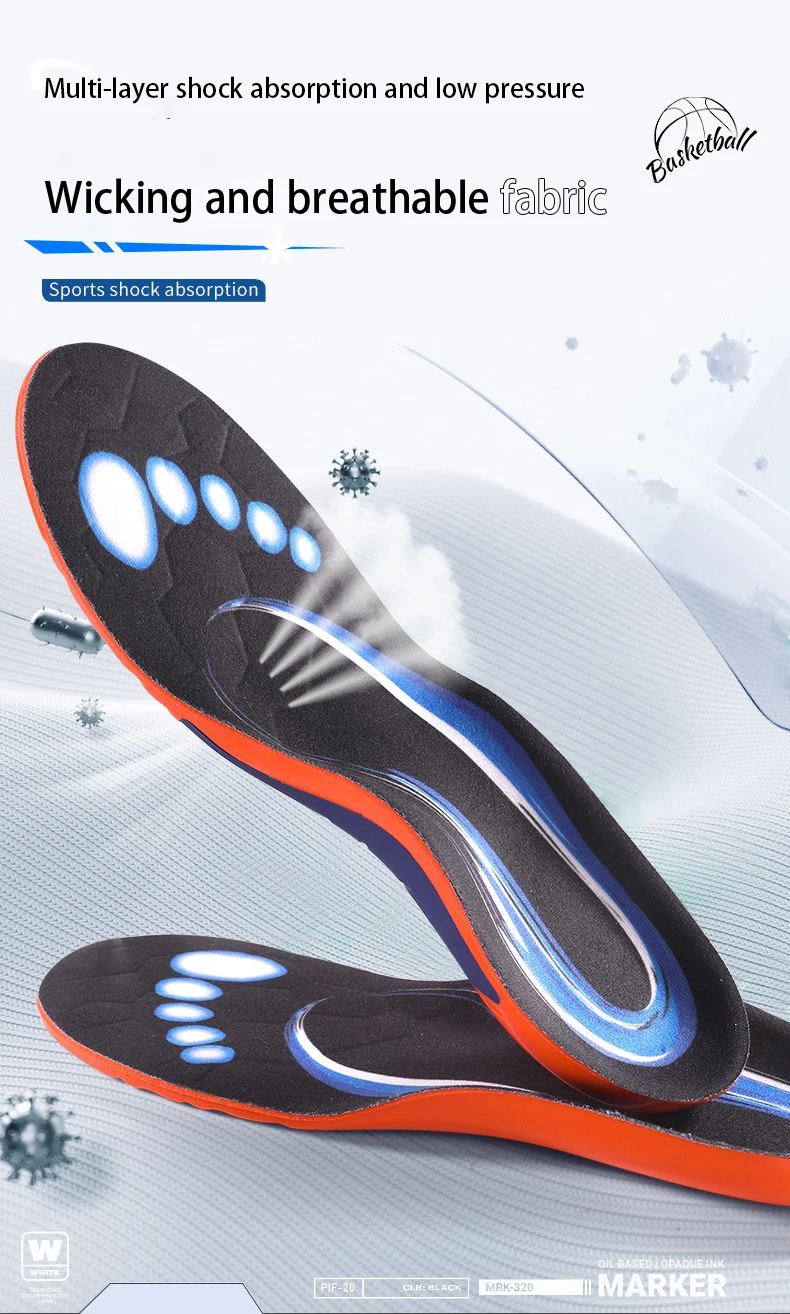 New Arrival Arch Support Sport Insoles Comfortable Shock Sweat Absorbing Pain Relief Massage Ball Foot Cushions Bouncy Inserts