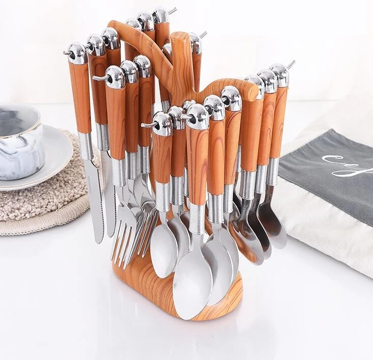 New Plastic Handle Royal Besteck Posate  Silverware Set Stainless Steel Cutlery Sets