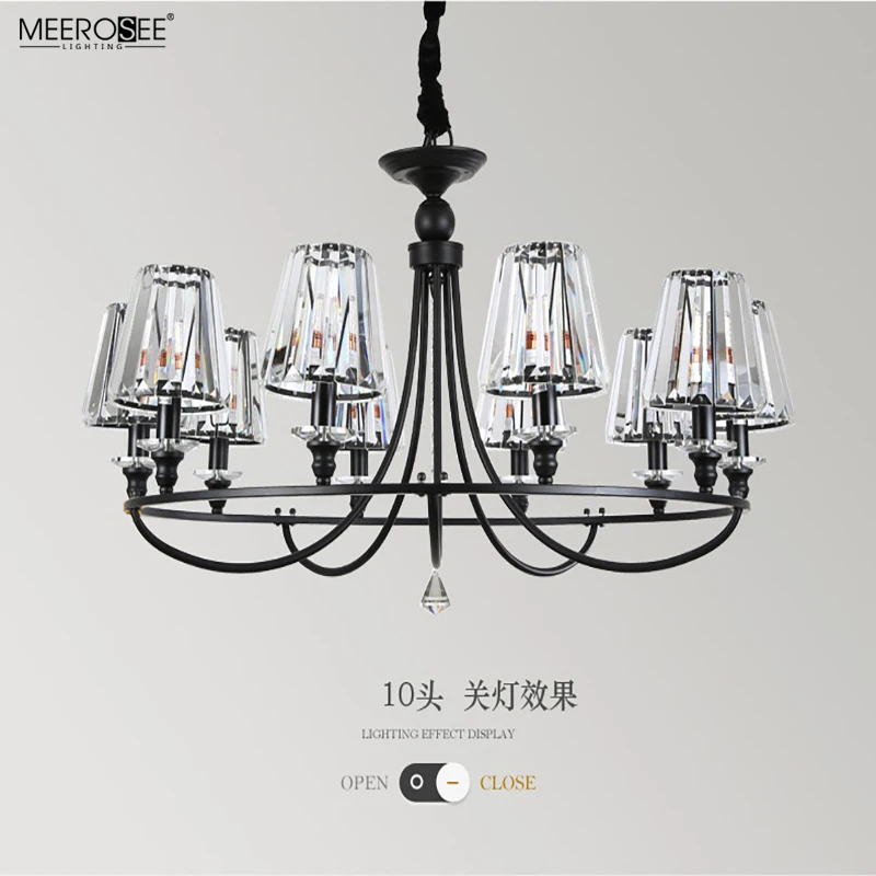 Meerosee Round Modern Rustic Crystal Chandelier Hanging Ceiling Light with Adjustable Chain for Dining Room Farmhouse MD86799