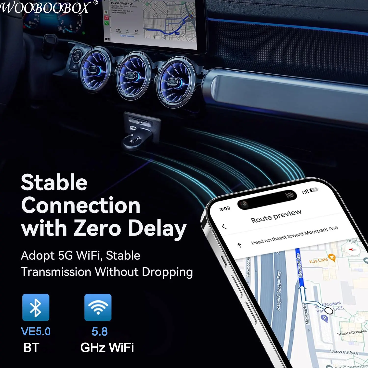 Wireless Carplay Adapter Android Auto 2in 1 Smart Dongle 5G WIFI USB SticK for iphone Android Phone Volvo Benz Mg Kia Chery VW