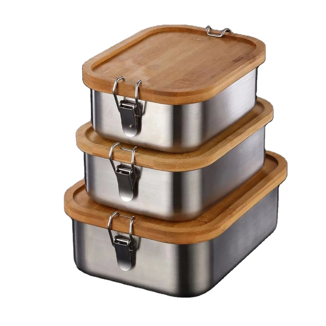 Stainless Steel Bento Lunch Box Metal Lunch Containers with Bamboo Lid for  Adults & Kids School95 - China Stainless Steel Bento Box and Bento Lunch Box  with Bamboo Lid price