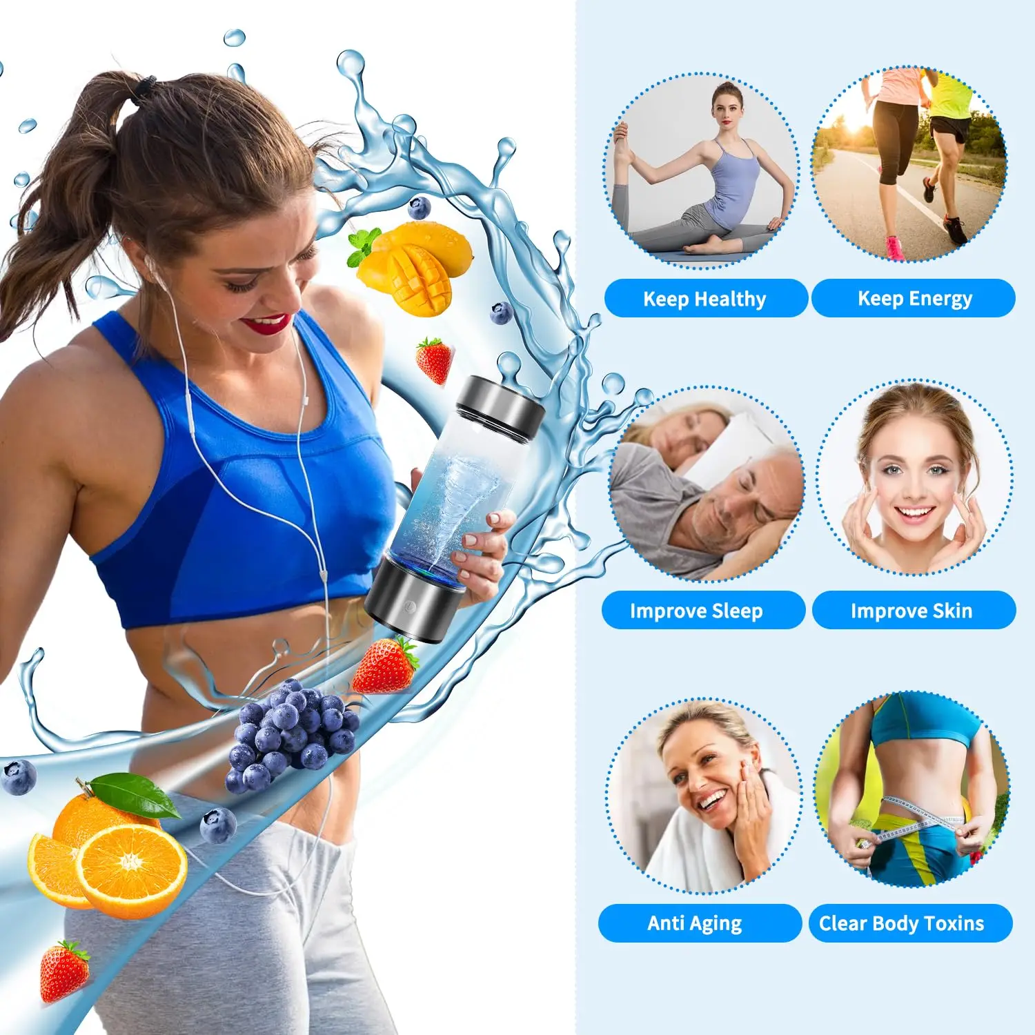 2024 Pitcher Water Filters Machine in 3 Minutes for Home Hydrogen Water Bottle Generator with SPE Technology Water Ionizer