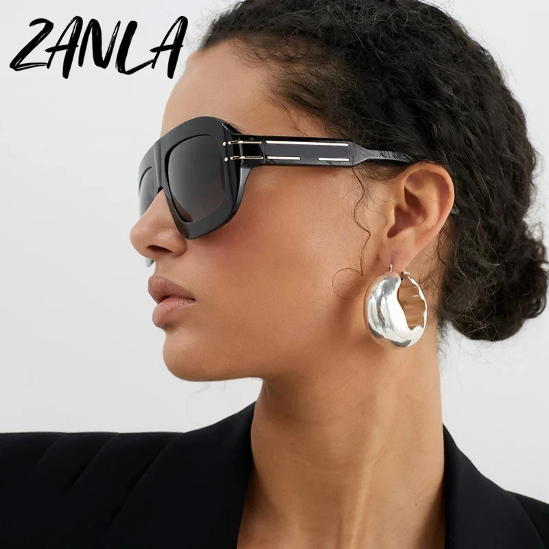 2024 Designer Oversized Black Square Sunglasses Women Luxury Brand Fashion  Big Frame Sun Glasses Men Punk Shield Shades Eyewear