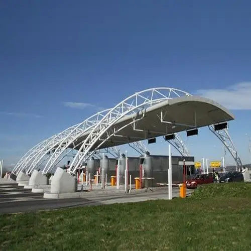Large Span Prefabricated Steel Structure Construction Steel Space Frame Bolt Ball Joint Toll Station