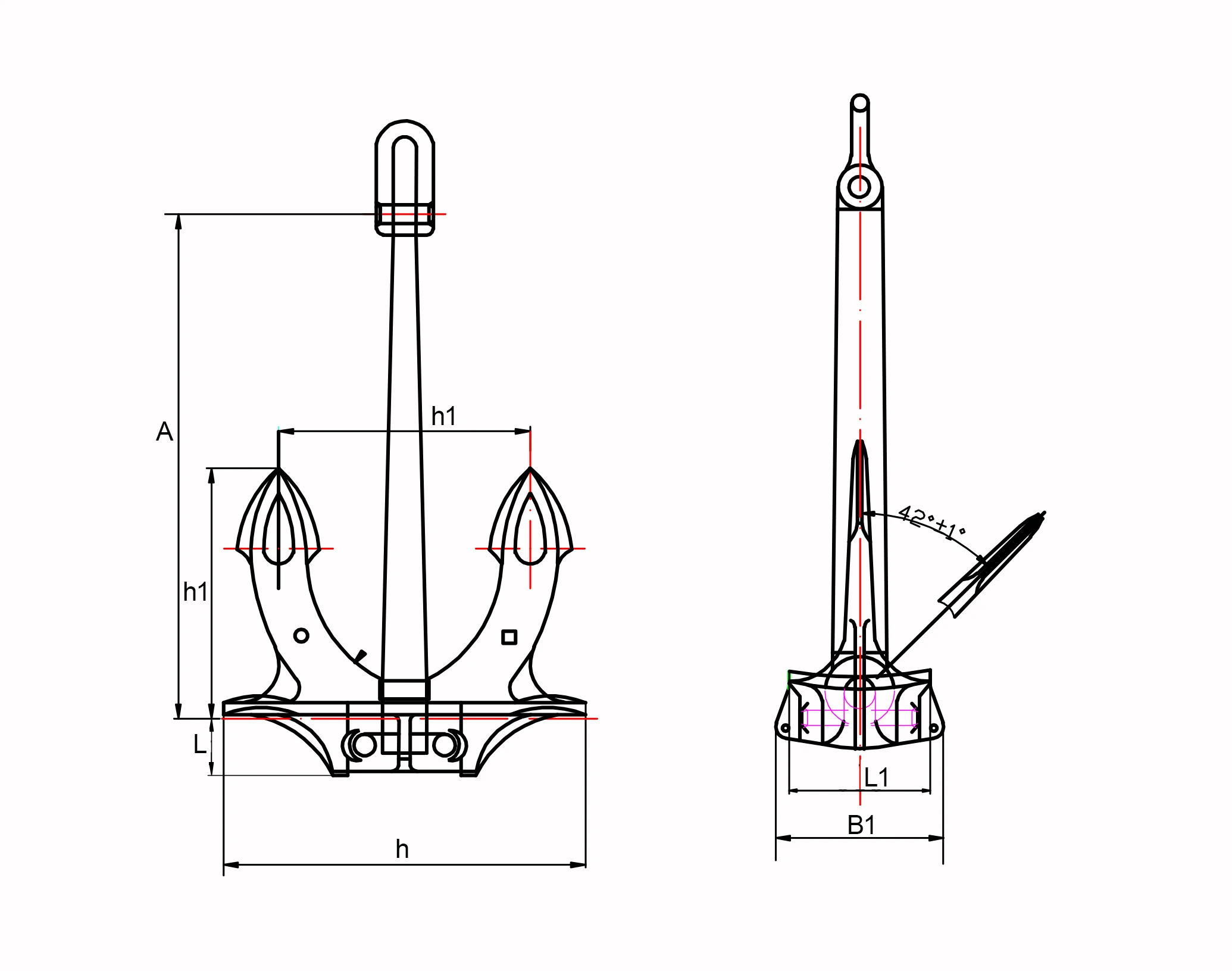 Black Bitumen Painted Marine Ship Hall Anchor With Bv/rs Classification ...