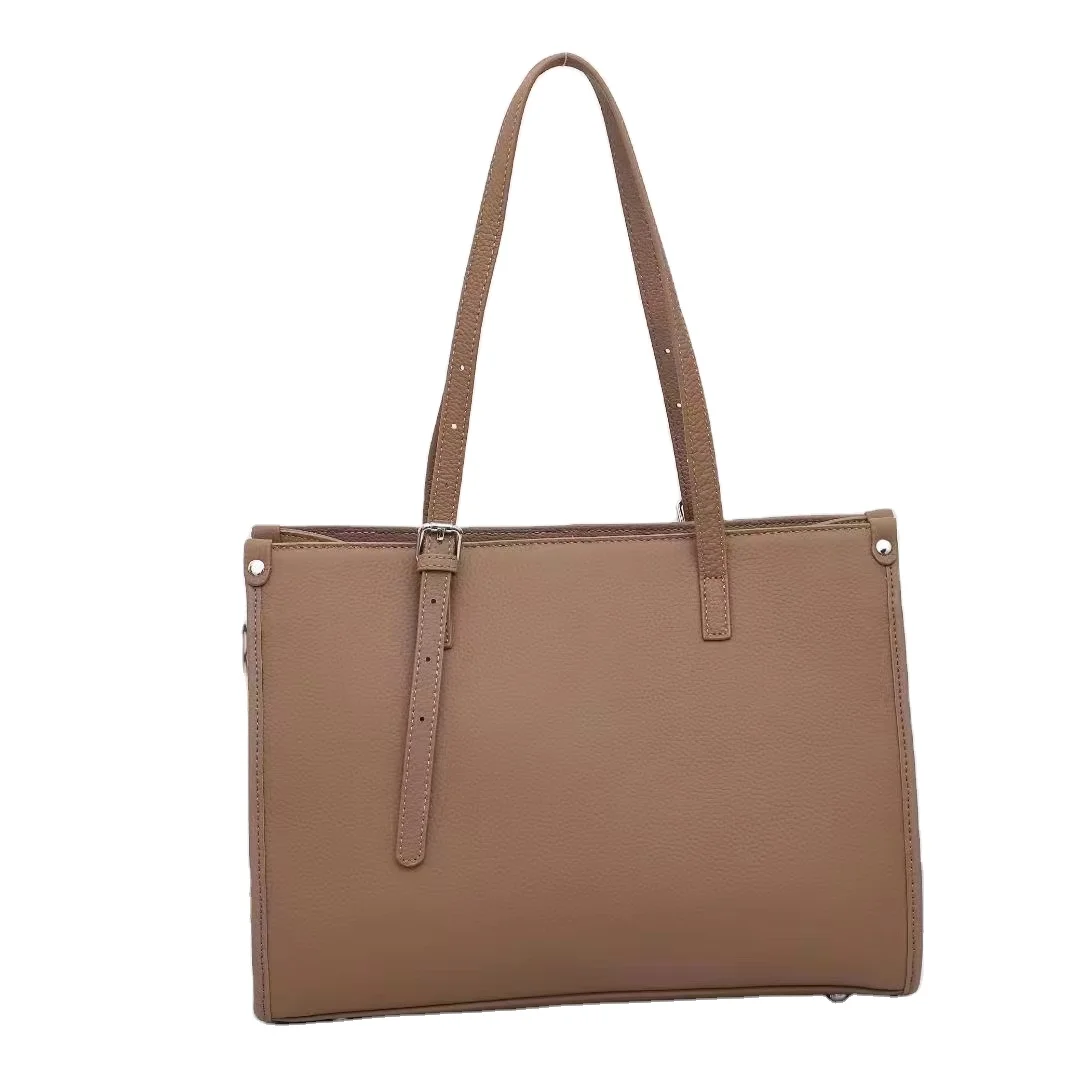 Design Branded Women Vintage Hand Bags Genuine Leather Handle Ladies Plain Bag Full Grain Cow Leather  Tote Bags