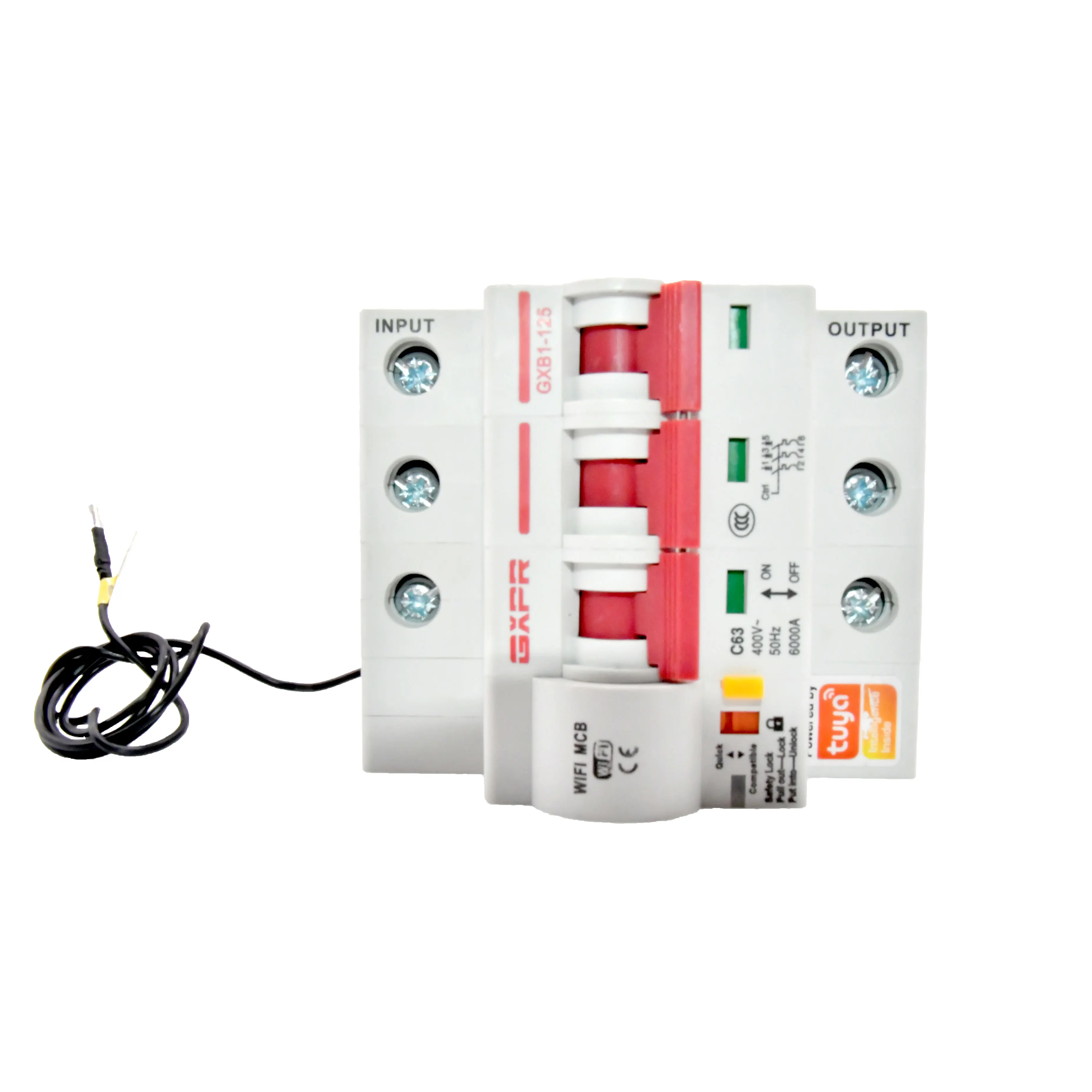 GXPR RCBO Residual Current Operated TUYA WIFI Intelligent Smart Wifi Remote Control MCB Three Phase Circuit Breaker