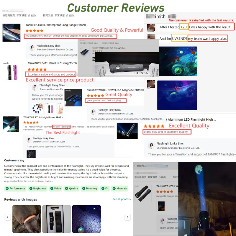 TANK007 J7 High Quality LED Flashlight USB Waterproof Spotlight for Gem Identification Jade Stone Appraisal Torch Light