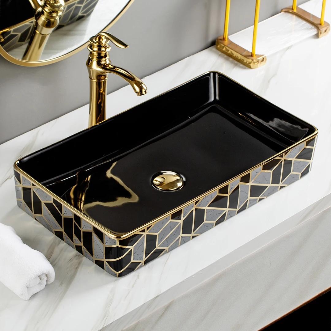 Bathroom Sinks With Hand Art Designs Wash Basin Modern Rectangular ...