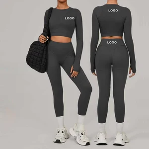 Custom Logo Outdoor Running Bra Quick Drying Fitness Suit Long Sleeve Yoga Tight Outdoor Sports Yoga Sets