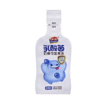 Customized Pasteurized Blueberry Lactobacillus Milk Stick Suckable Jelly Drink Bags Shaped Frosted Frozen Plastic Mini Pouches