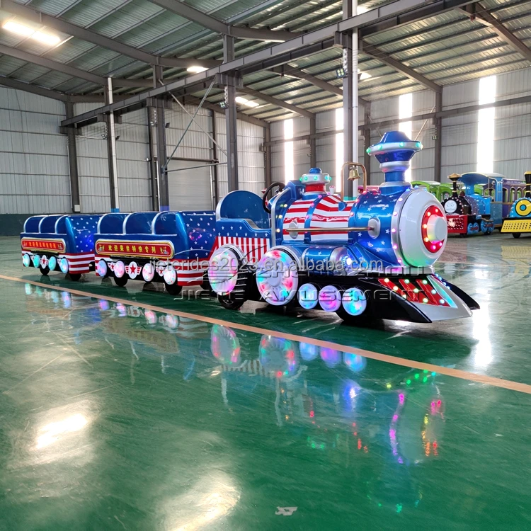 Outdoor playground tourist train ride on shopping mall mini trackless train for sale