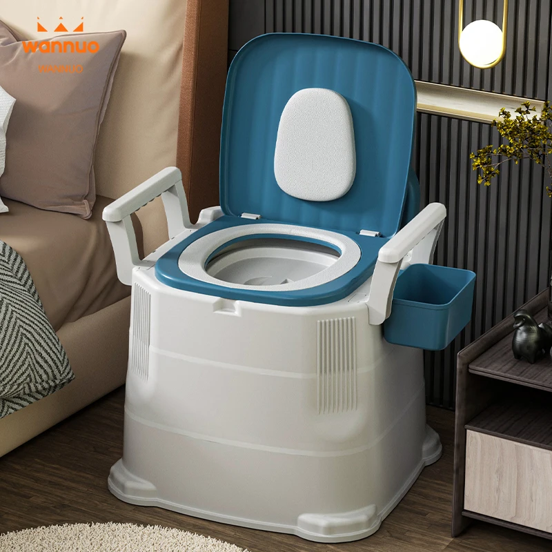 Wannuo Soft Cushion Portable Toilet Adults Soft Back Outdoor Toilet Plastic Portable Toilet With Lid And Armrest