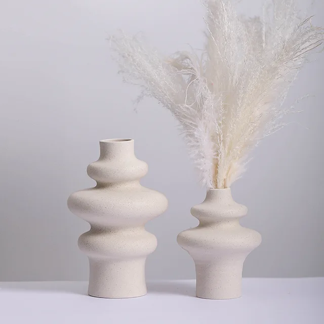 Modern simple mini ceramic vase creative plain burn scrub thread hydroponic flower dryer home decoration crafts