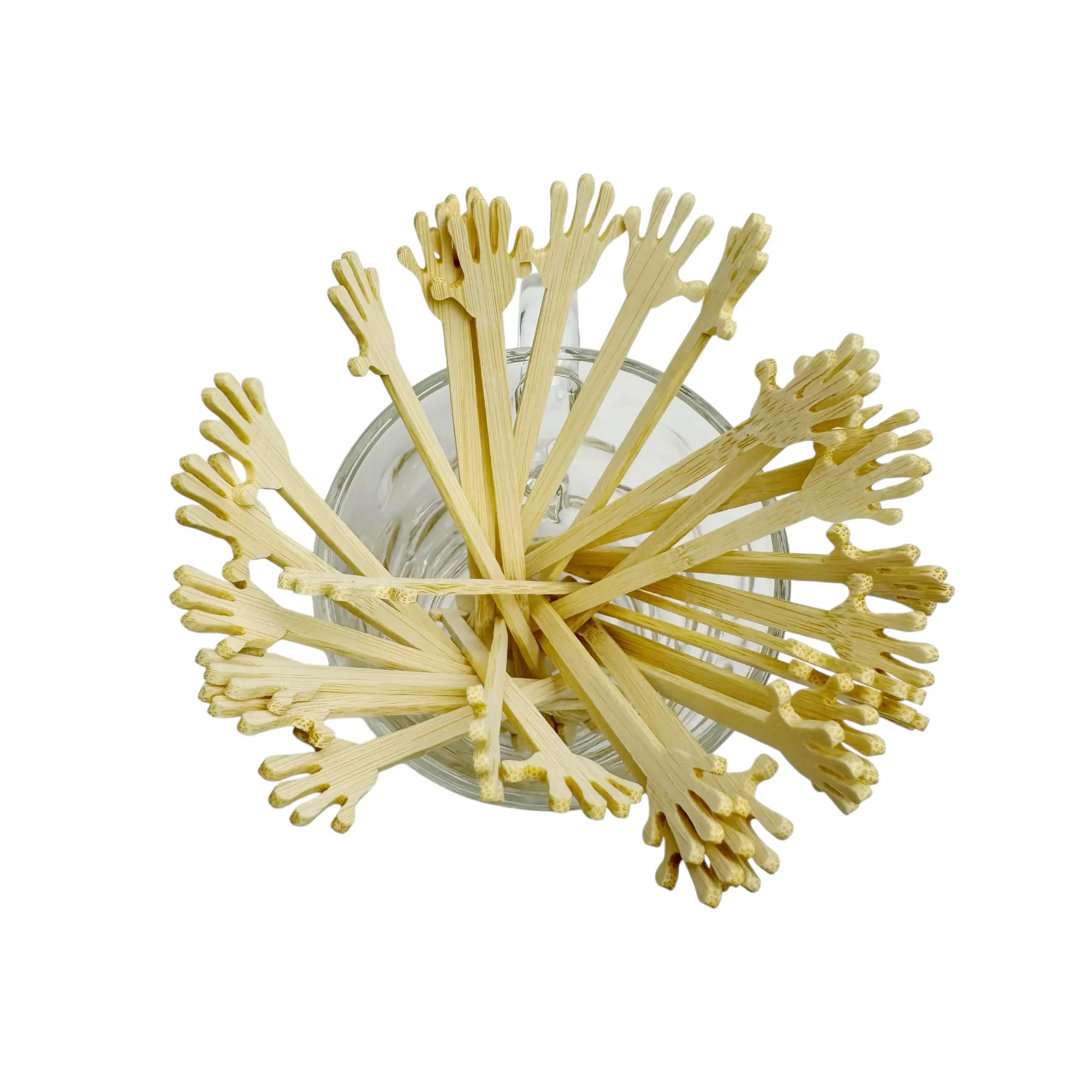 5 мешалки для кофе палочки в форме пальца из натурального бамбука 100 шт. упаковке напитков молока