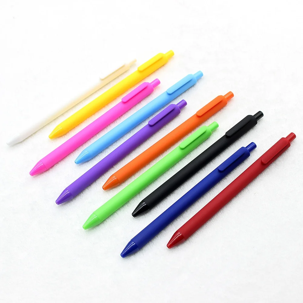 Plastic Promotional Pen With Creative Candy Colors Macaron Series Printed Logo Retractable Gel 1.0mm Black Ink Model_voghion.com