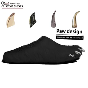 Wholesale Custom Soft Cow Leather Mules Clogs Shoes with Logo Embroidery Warm Claw Mules for Spring and Autumn