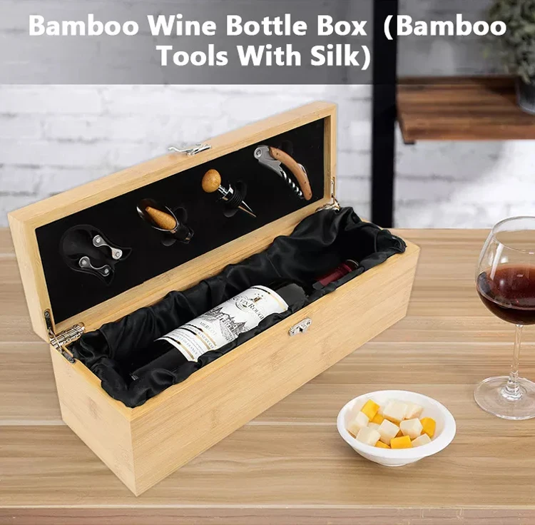 High Quality Red Wine Bottle Wooden Box And Wine Box Gift Set And