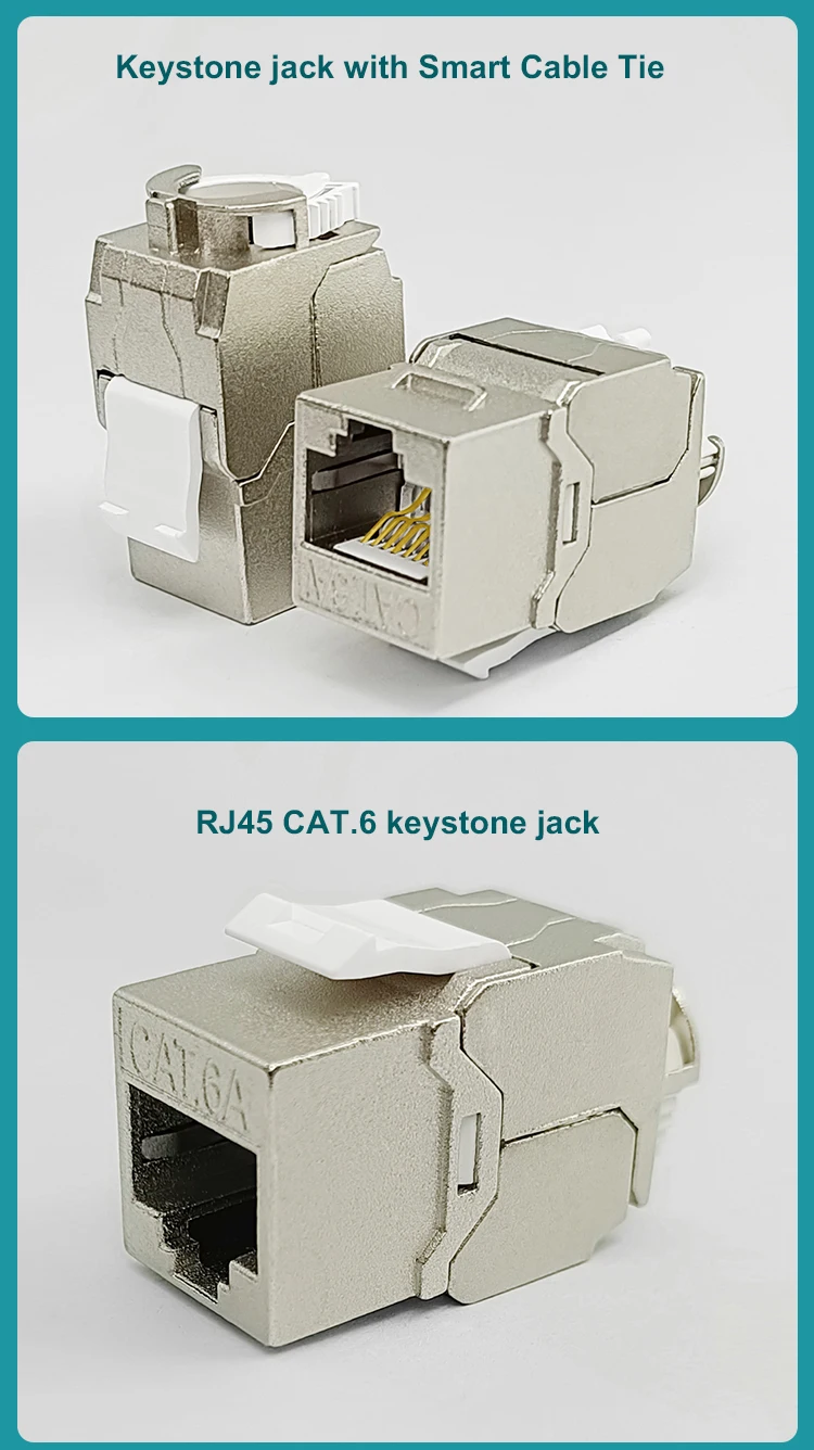 Rj45 Cat5e Cat6 Cat6a Network 180 Degree Toolless Keystone Jack For Lan