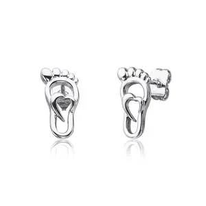 Keiyue Designer Classic Hoop Earrings for Women Cute Little Feet Cutout Foot Shape Earrings
