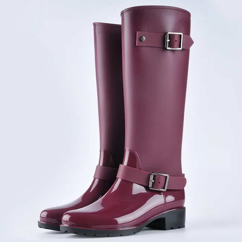 Custom Rubber Gumboots Women Waterproof Thick Thin Wellington Ladies PVC Rain Boots With Zipper for Woman