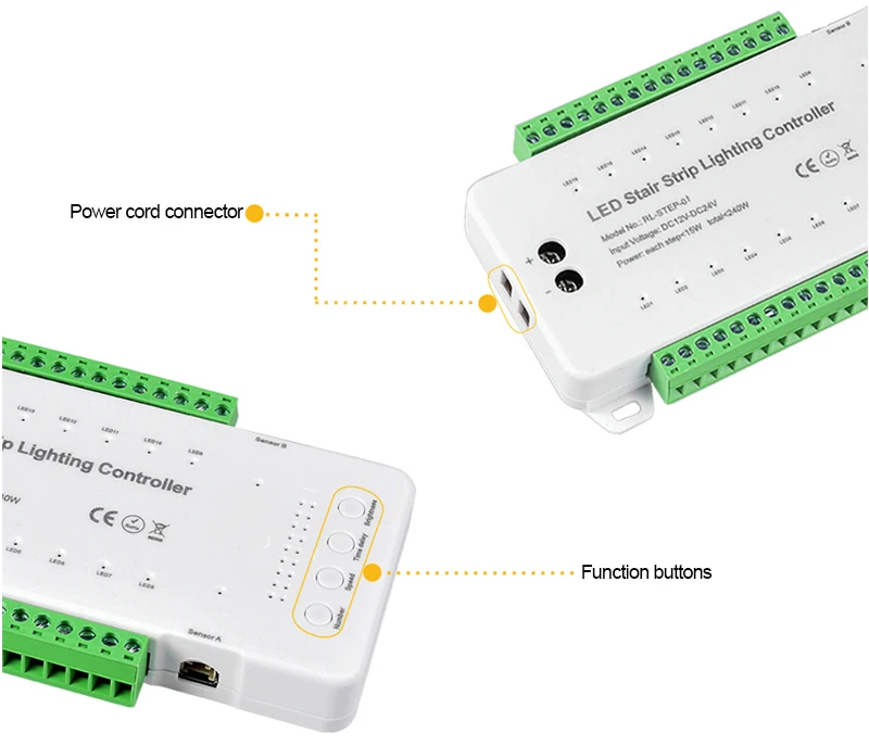 16 Channels 12v24v Led Stair Step Strip Lighting Controller Pir Motion Sensor Indoor Staircase