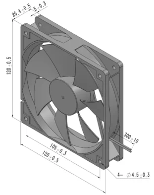 Brushless Cooling Fan, Axial, 48V, 1225, PBT - detail 2