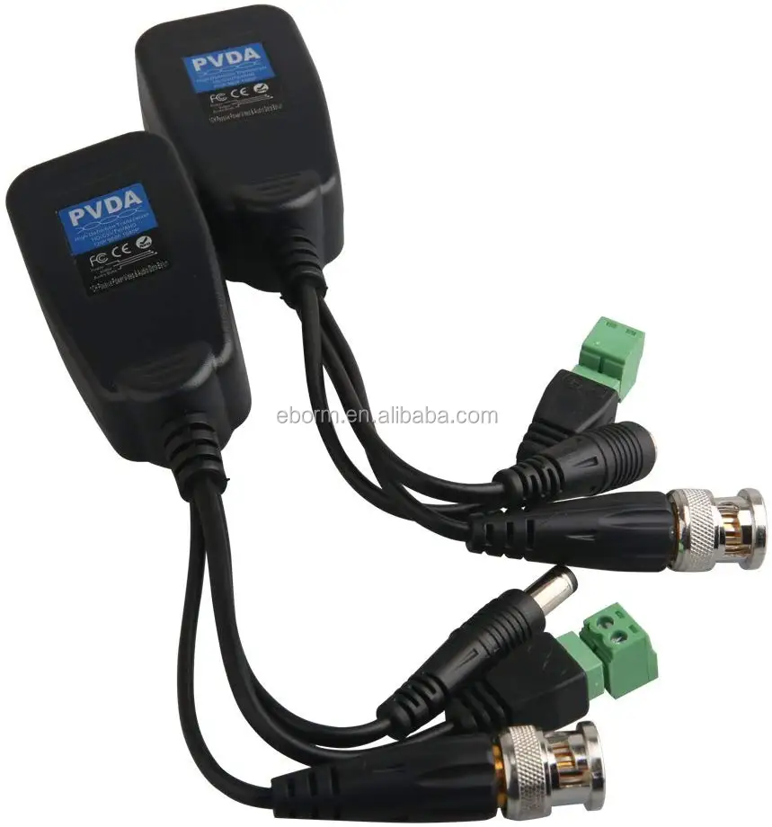 Kit De 4 Paires De Baluns Vidéo BNC Vers RJ45 Avec Alimentation DC - Pour Caméras HD-CVI/TVI/AHD/CVBS 720P à 8MP | Transmission Jusqu'à 250m Sur Câble Réseau