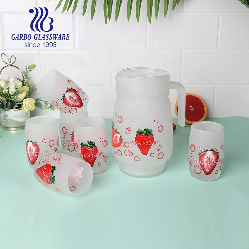 Best Unbreakable Drinking glassware Set Dinner  Glasses Cup Glass Pitcher 7pcs Set for Water Lemon Set Drinking Glass Tumbler