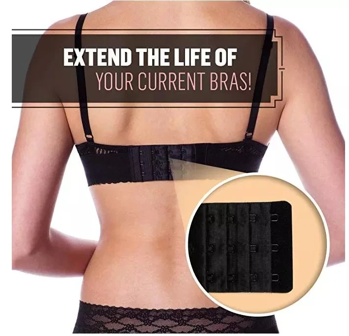 3 Pcs 4 Hooks Bra Extenders Underwear Band Strap Extension Beige