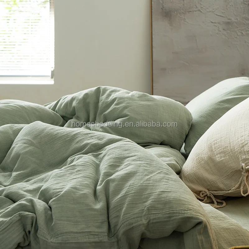 Homes Bedding 100 Organic Cotton Muslin Gauze Double Sided 4pcs Duvet Cover Set Buy Homes