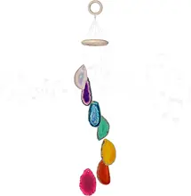 AGATE SLICES WIND CHIMES FOR HOME DECORATION / HANDMADE 7 CHAKRA STONE WIND CHIMES FOR HEALING/ INDOOR OUTDOOR