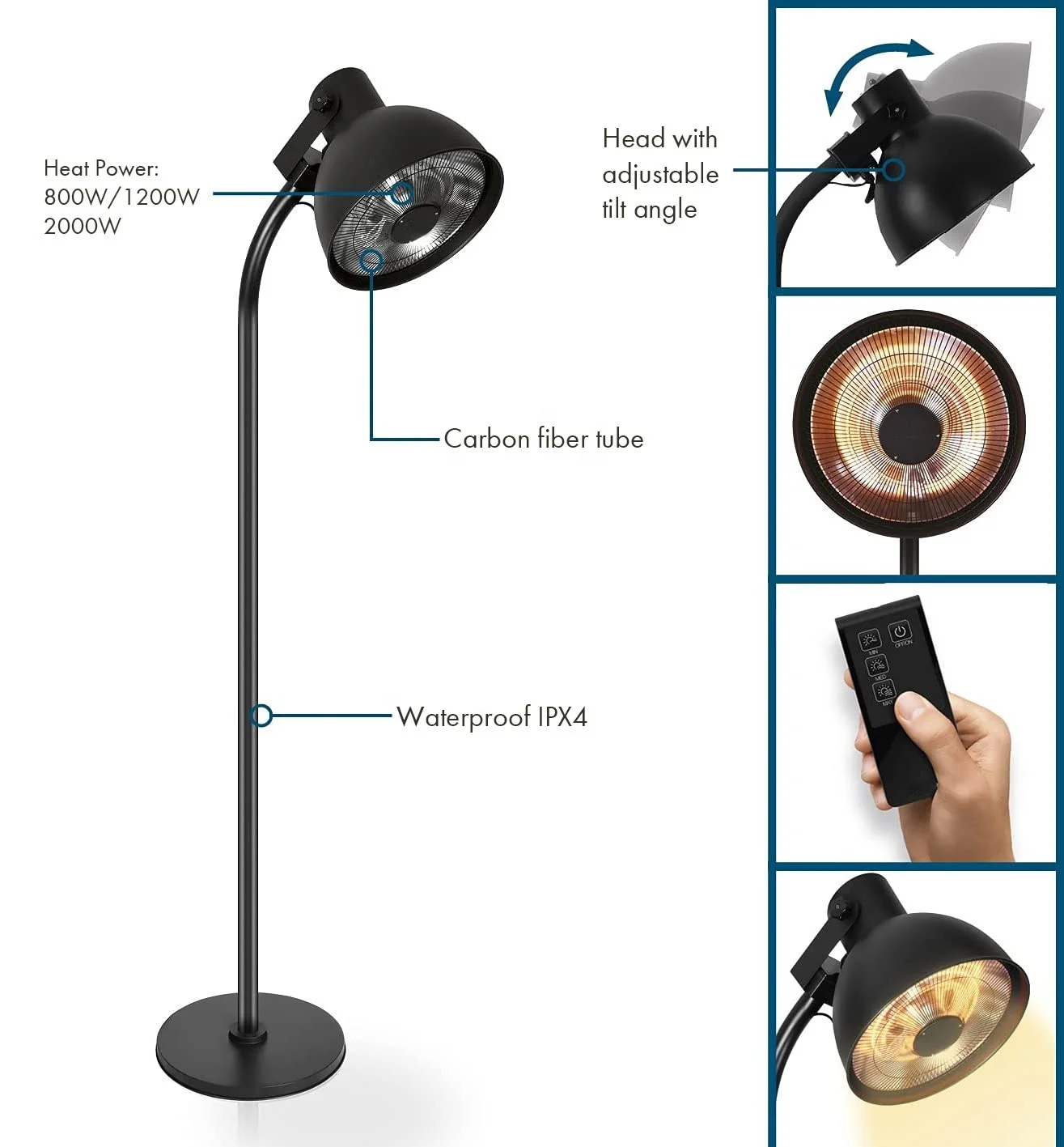 Settings Freestanding Infrared Heater, Plastic, Waterproof - detail 28