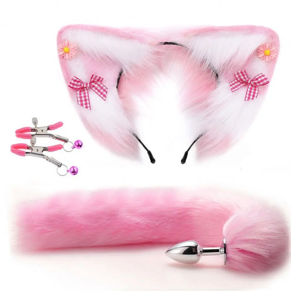 Women's Aluminum Alloy & Artificial Fur Foxtail Anal Plug Purple Waterproof  Erotic Fox Tail Butt Plug Sex Toy