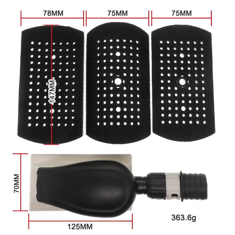 70x125mm Manual Pad Hand Sanding Block for Auto Body Metalworking Repair Cleaning with 3 Replacement Boards Abrasive Tools