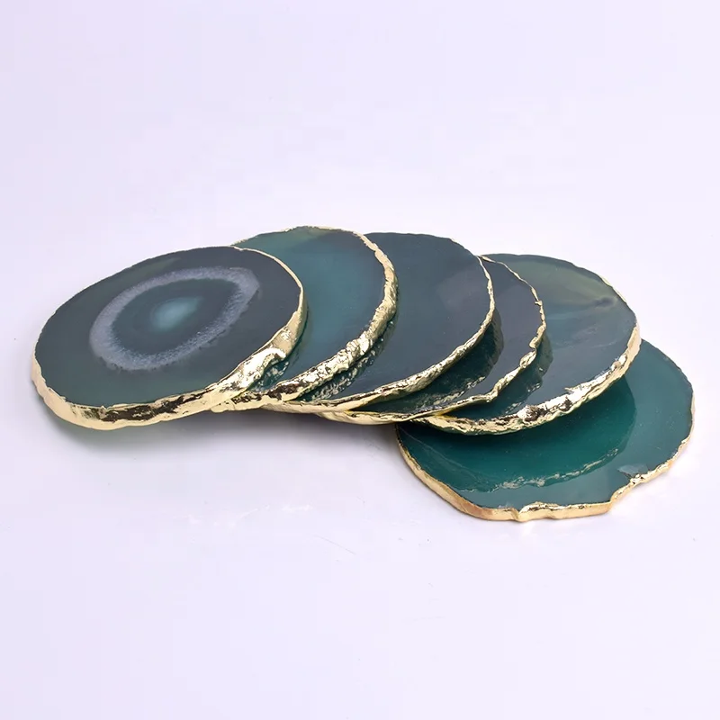 Позолоченные полированные большие маленькие синие красные фиолетовые черные зеленые оптом натуральные подставки камень агат ломтики