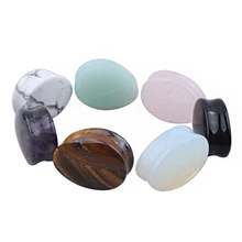 Set 10 Pairs Natural Stone Teardrop Ear Plugs Tunnel Ear Expander Stretcher Gauges Shellhard Piercing Jewelry for Parties Gift