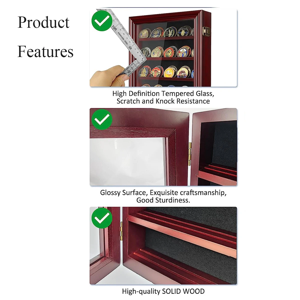 Modern Wooden Rectangle Display Shelf For Challenge Coins Eco-friendly ...
