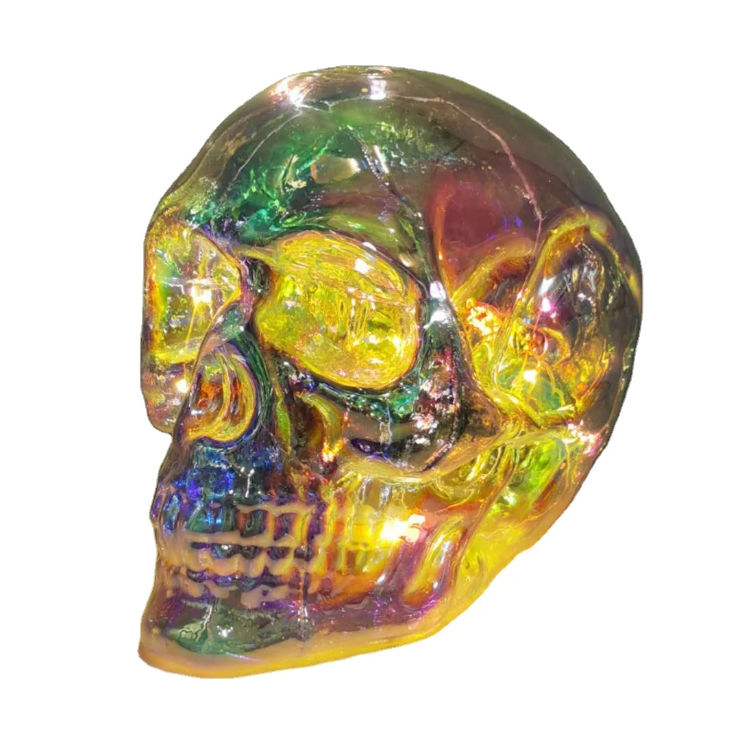 Halloween decoration glass skull head shaped lamp punk style with light