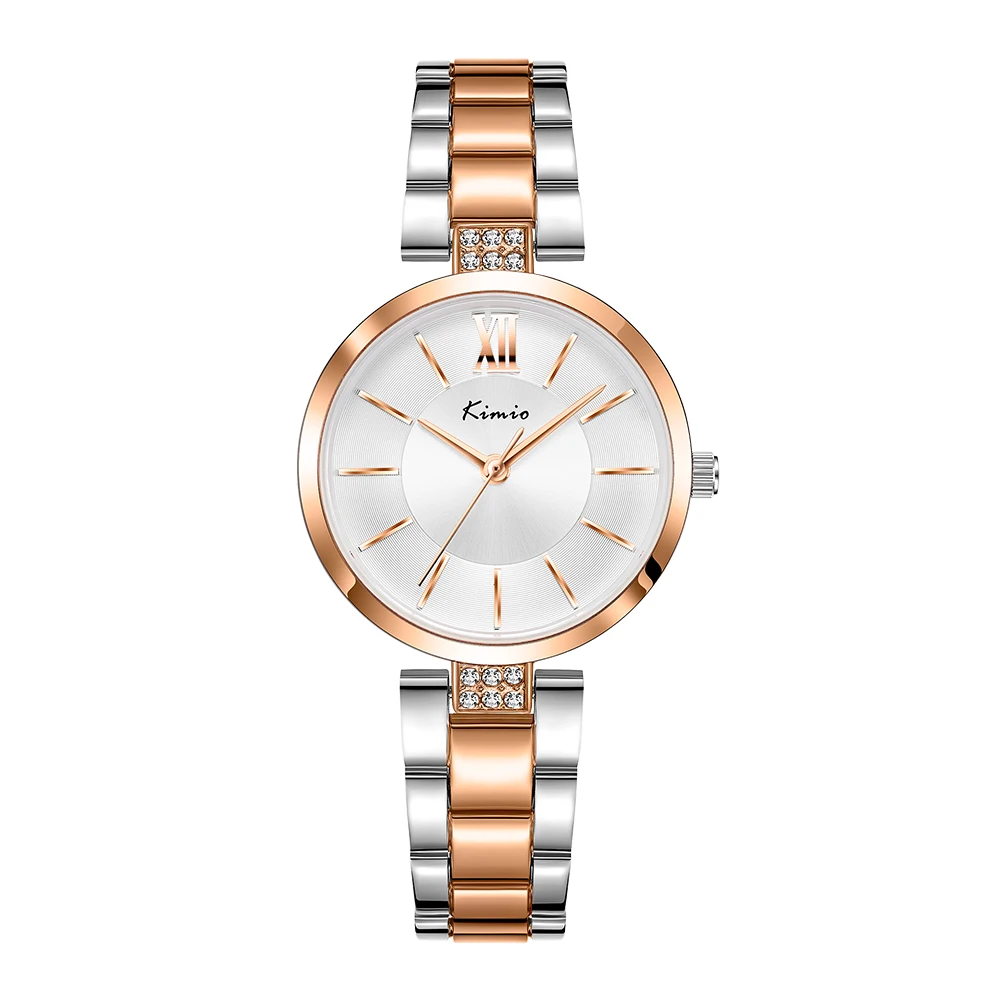 KIMIO New Design OEM Women Stainless Steel Rose Gold Watch Japan Quartz Movt Ladies Bracelet Watch