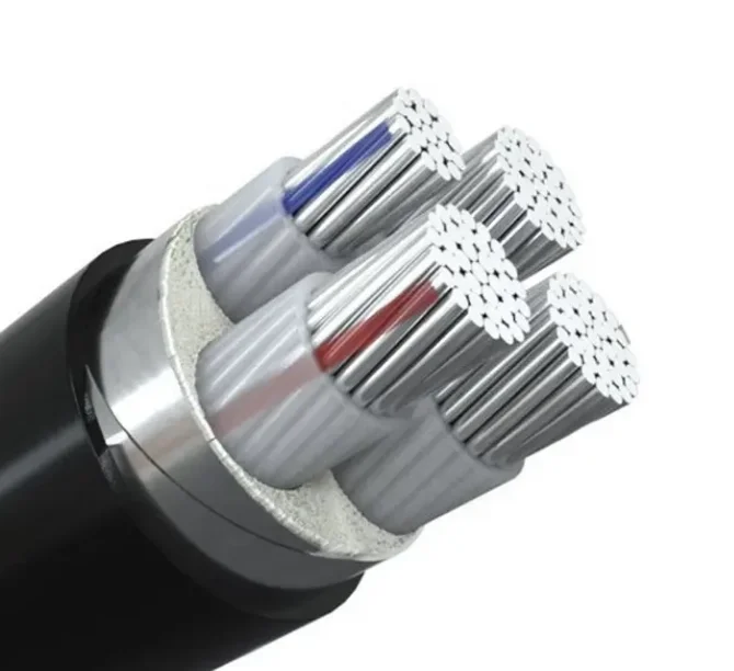 NA2YY / YJLV22 4 n&uacute;cleo de aluminio XLPE aislado cinta de acero con revestimiento de PVC cable de alimentaci&oacute;n blindado STA