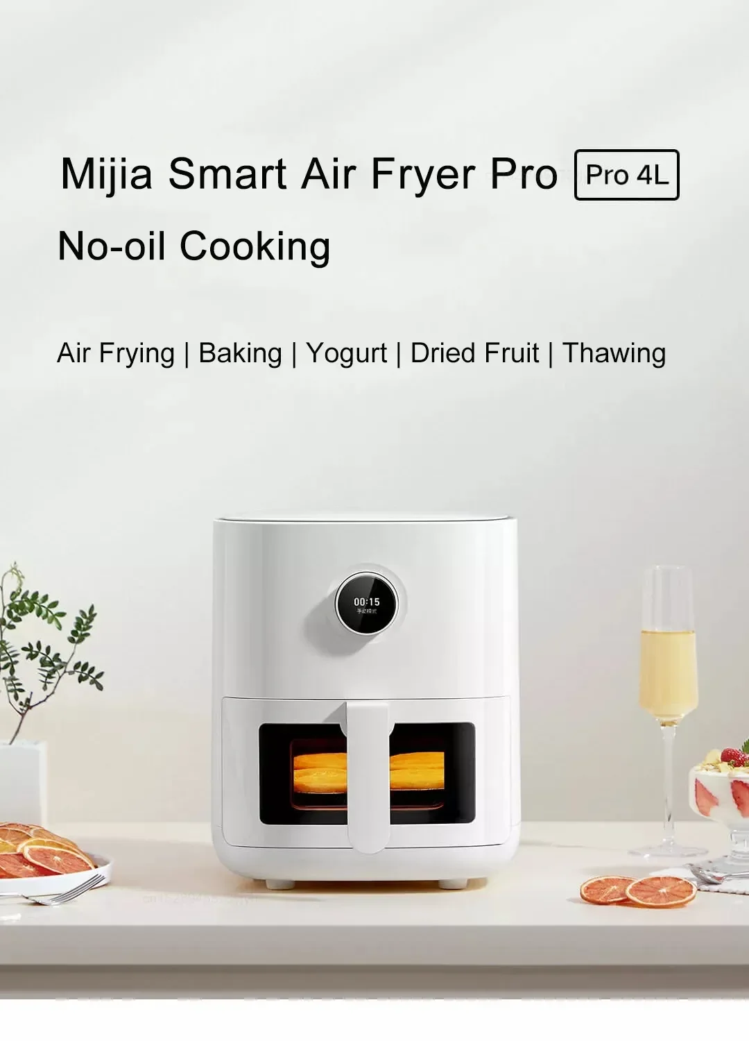 Xiaomi Mijia Smart Air Fryer 3.5L Large Capacity Without Oil Home French  Fries Machine Electric Deep Fryer APP & Voice Control